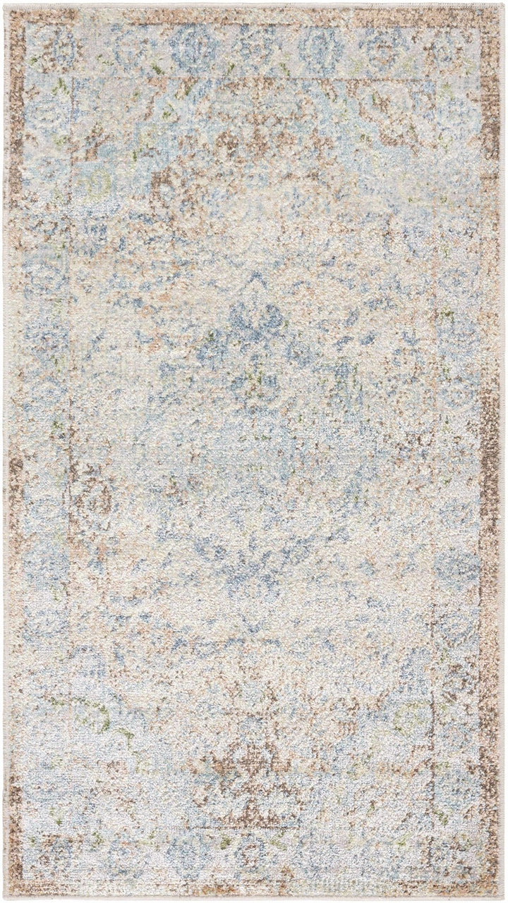 Aurum Traditional Style Blue And Beige Washable Area Rug - The Rug Decor