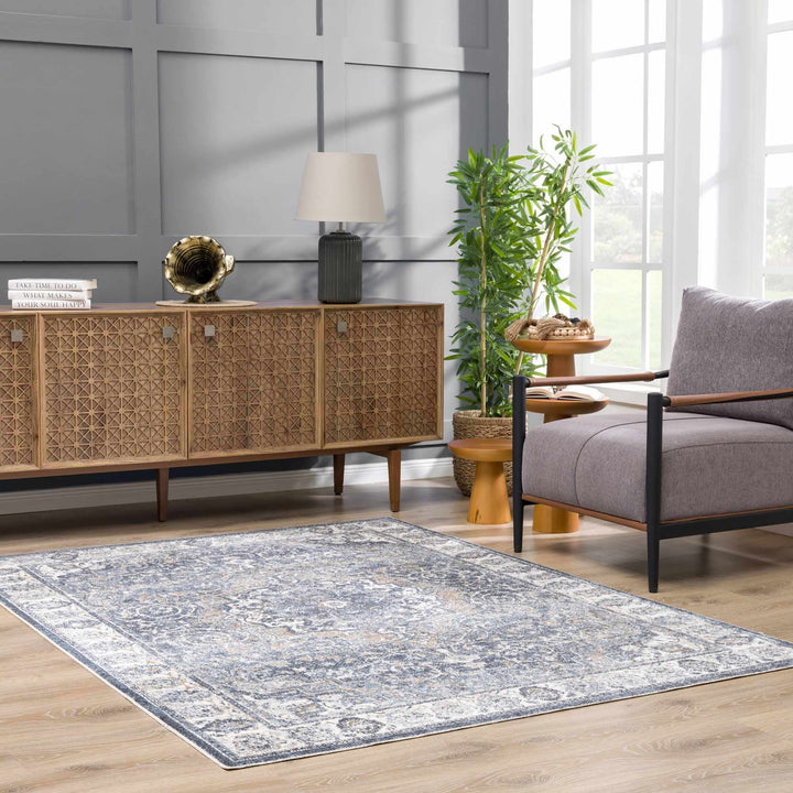 Aurum Traditional Style Ivory And Gray Washable Area Rug - The Rug Decor