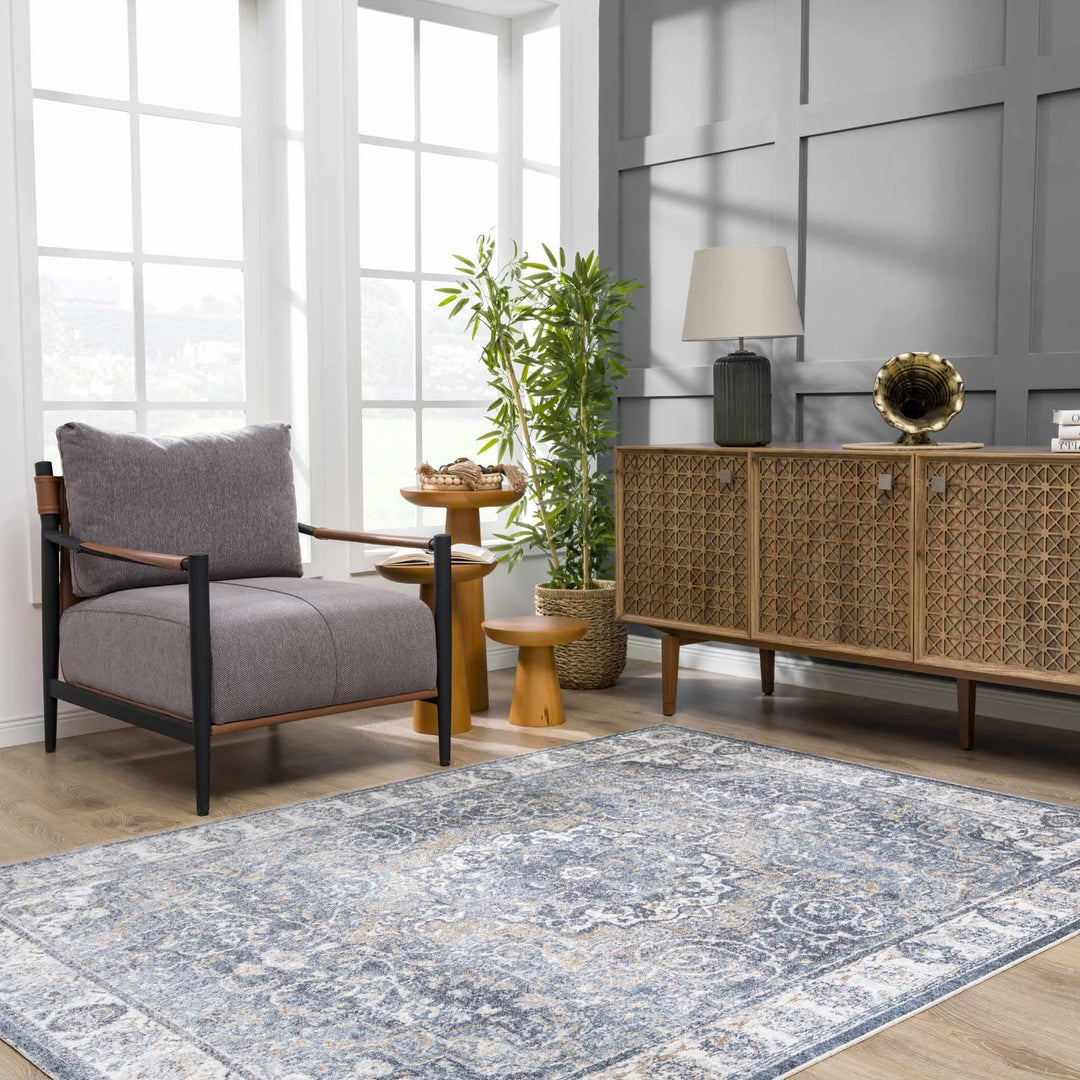 Aurum Traditional Style Ivory And Gray Washable Area Rug - The Rug Decor