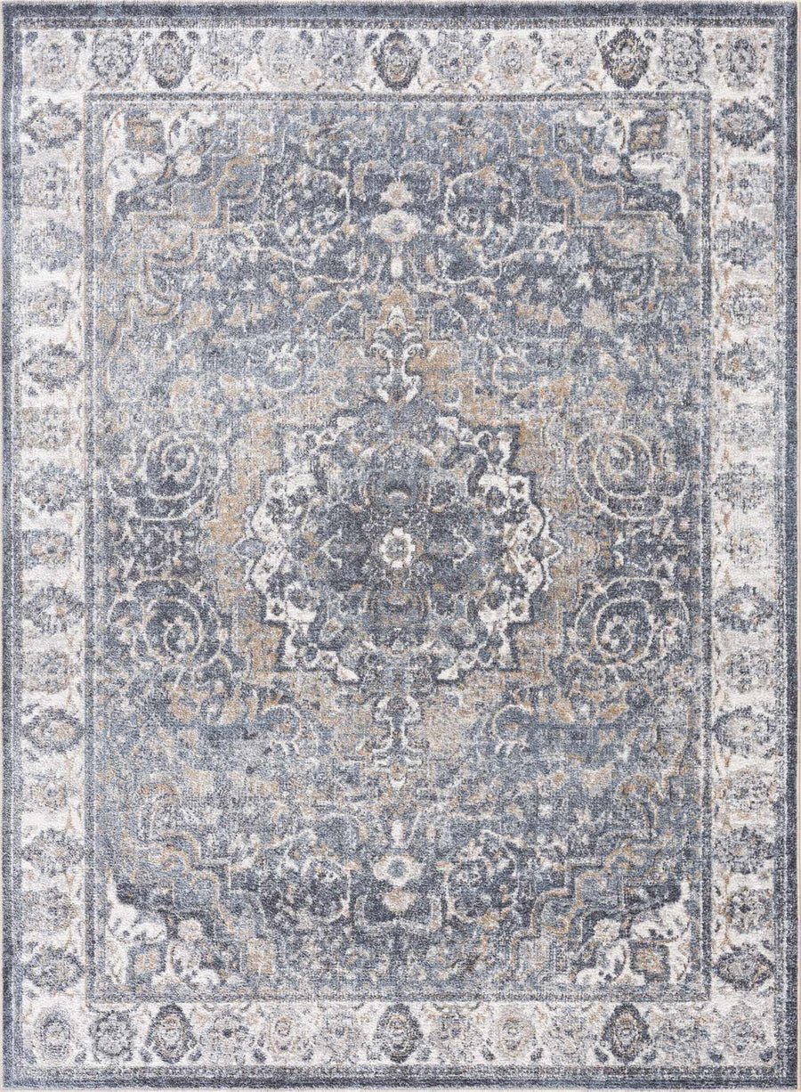 Aurum Traditional Style Ivory And Gray Washable Area Rug - The Rug Decor