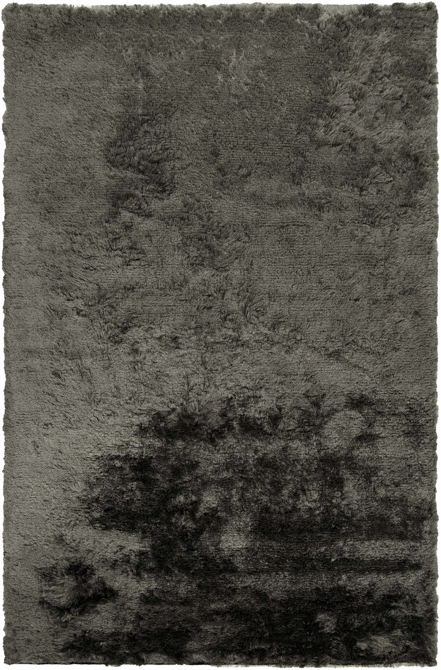 Charcoal solid hand-woven area rug, rectangular, textured loop pile