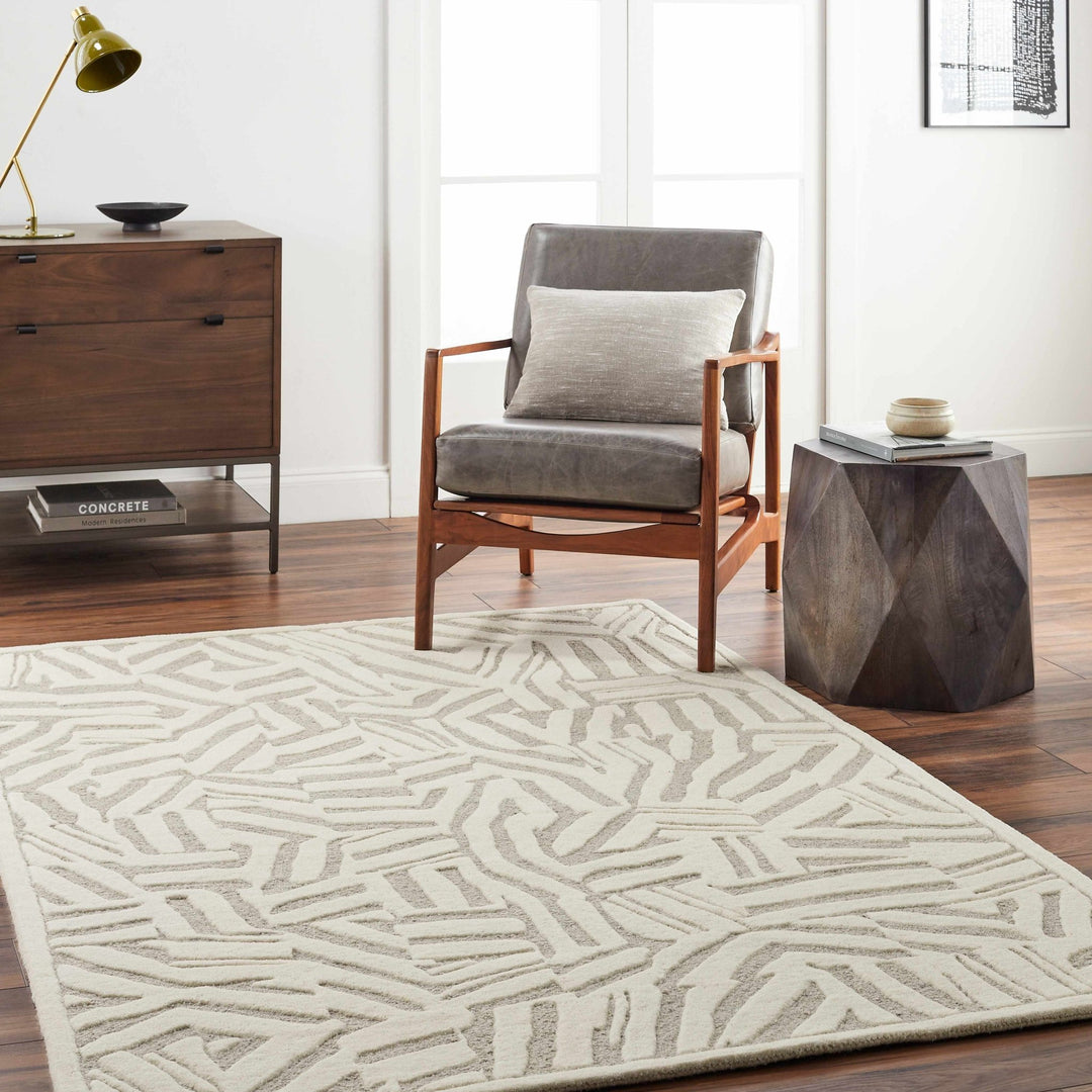 Avian Contemporary Design Ivory Hand Tufted Wool Rug - The Rug Decor