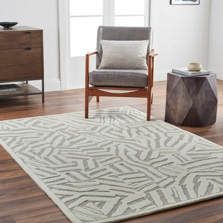 Avian Contemporary Design Ivory Hand Tufted Wool Rug - The Rug Decor
