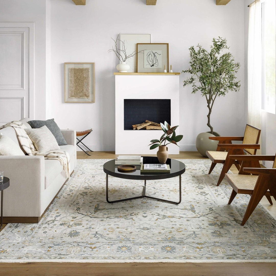 Aviva Traditional Style Ivory And Teal Area Rug - The Rug Decor