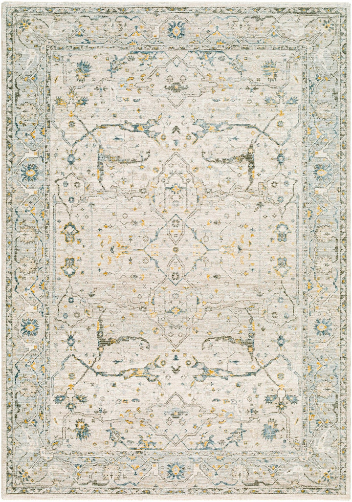 Aviva Traditional Style Ivory And Teal Area Rug - The Rug Decor