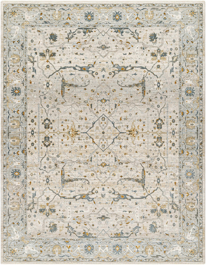 Aviva Traditional Style Ivory And Teal Area Rug - The Rug Decor