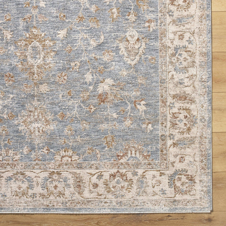 Avivit Traditional Floral Design Beige And Blue Area Rug - The Rug Decor