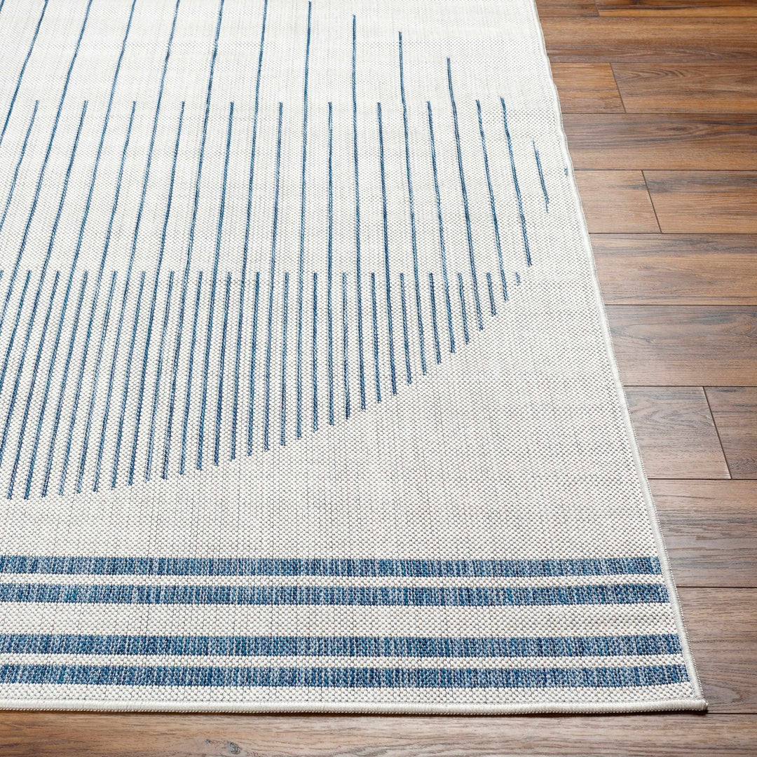 Aviya Contemporary Geometrical Ivory And Blue Rug - The Rug Decor