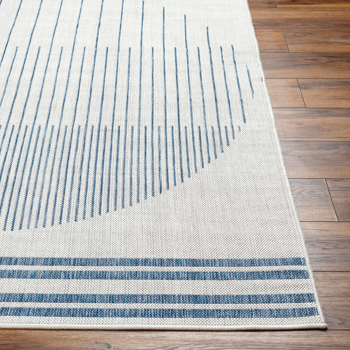 Aviya Contemporary Geometrical Ivory And Blue Rug - The Rug Decor
