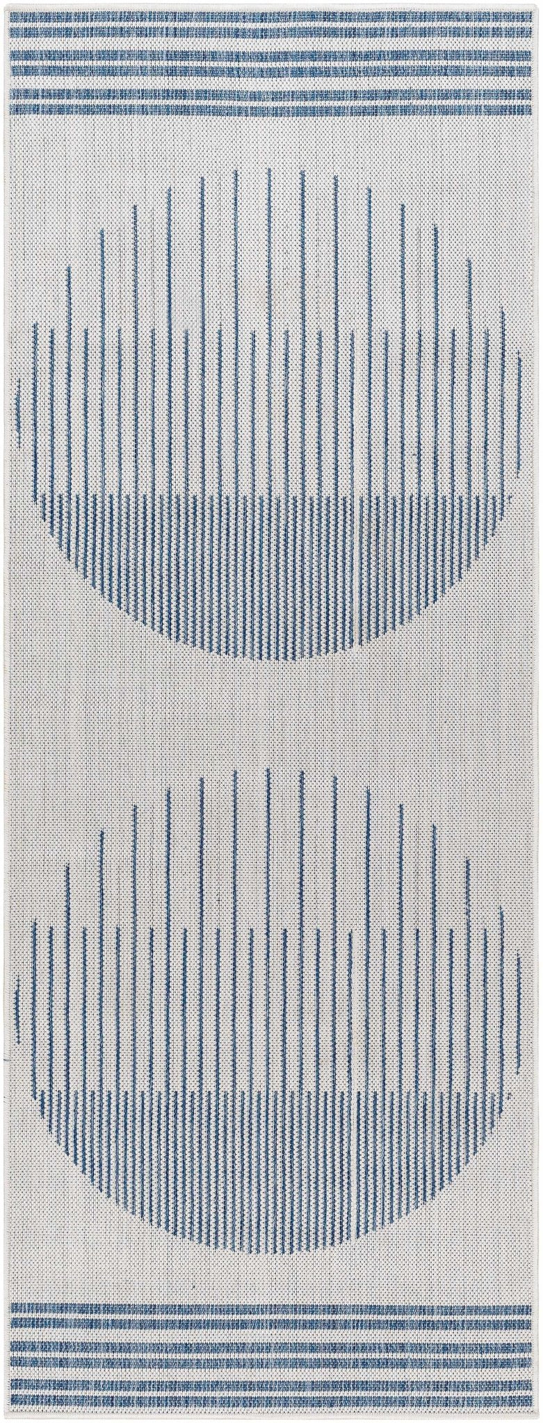 Aviya Contemporary Geometrical Ivory And Blue Rug - The Rug Decor