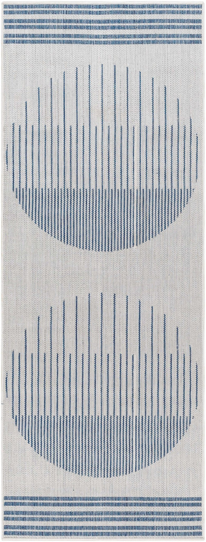 Aviya Contemporary Geometrical Ivory And Blue Rug - The Rug Decor