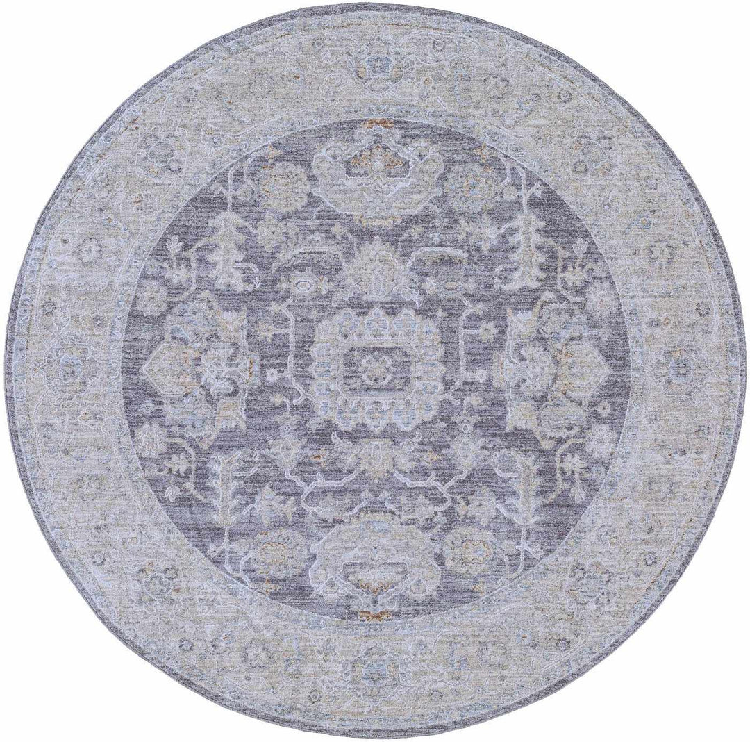 Karuah Traditional Medallion Design Gray And Purple Area Rug