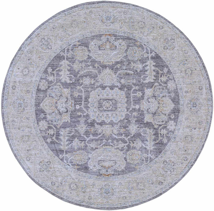 Karuah Traditional Medallion Design Gray And Purple Area Rug