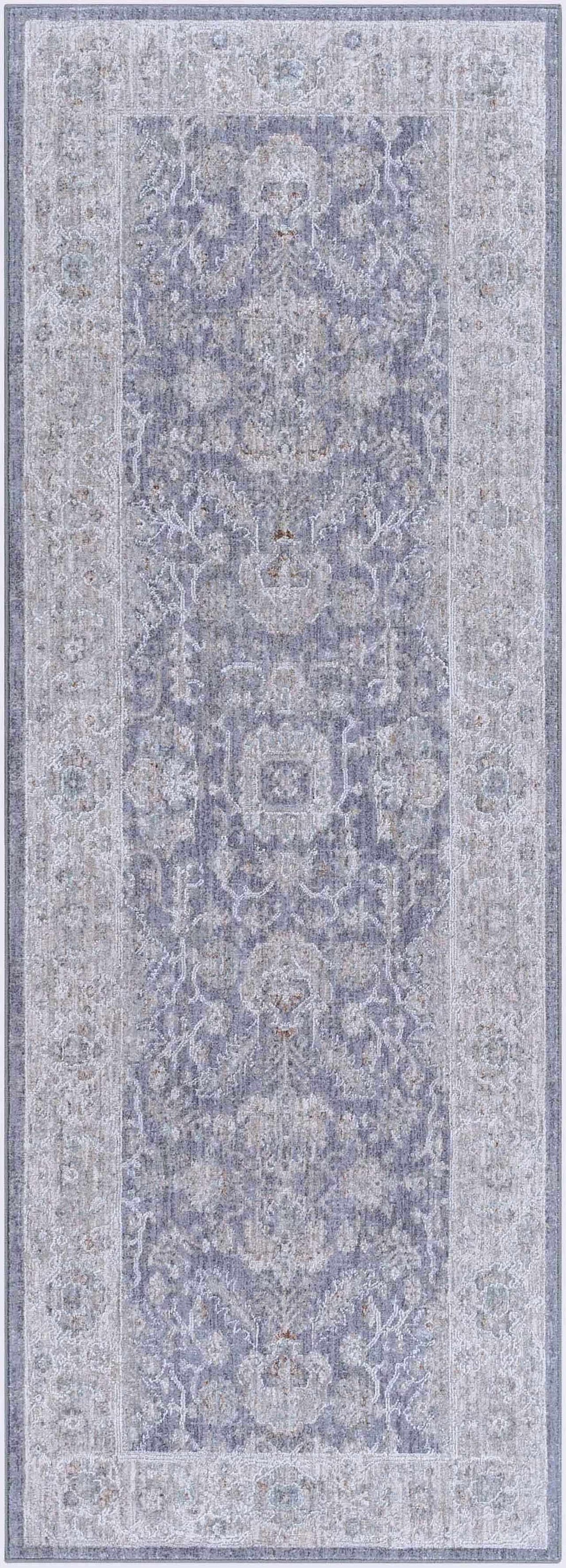 Karuah Traditional Medallion Design Gray And Purple Area Rug
