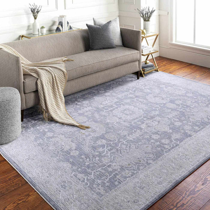 Karuah Traditional Medallion Design Gray And Purple Area Rug
