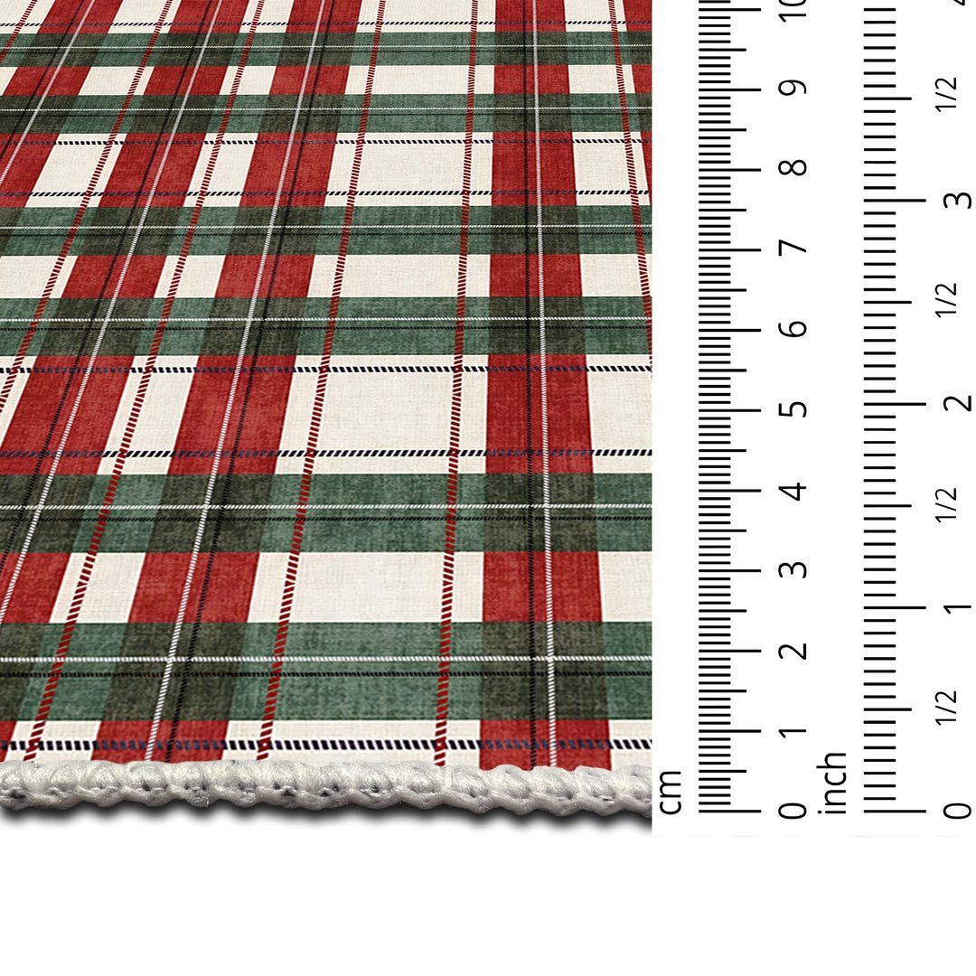 Avyra Red And Green Cotton Machine Washable Area Rug - The Rug Decor