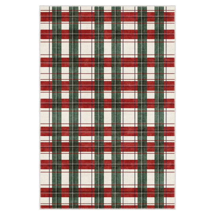 Avyra Red And Green Cotton Machine Washable Area Rug - The Rug Decor