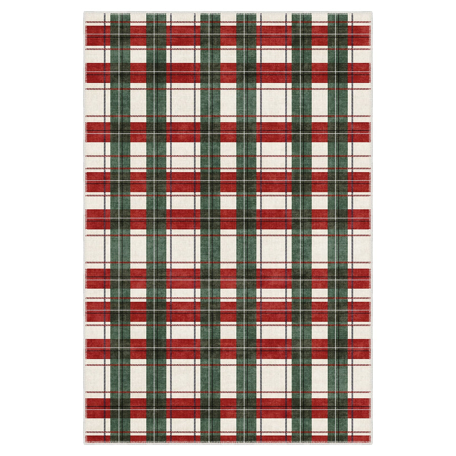 Avyra Red And Green Cotton Machine Washable Area Rug - The Rug Decor