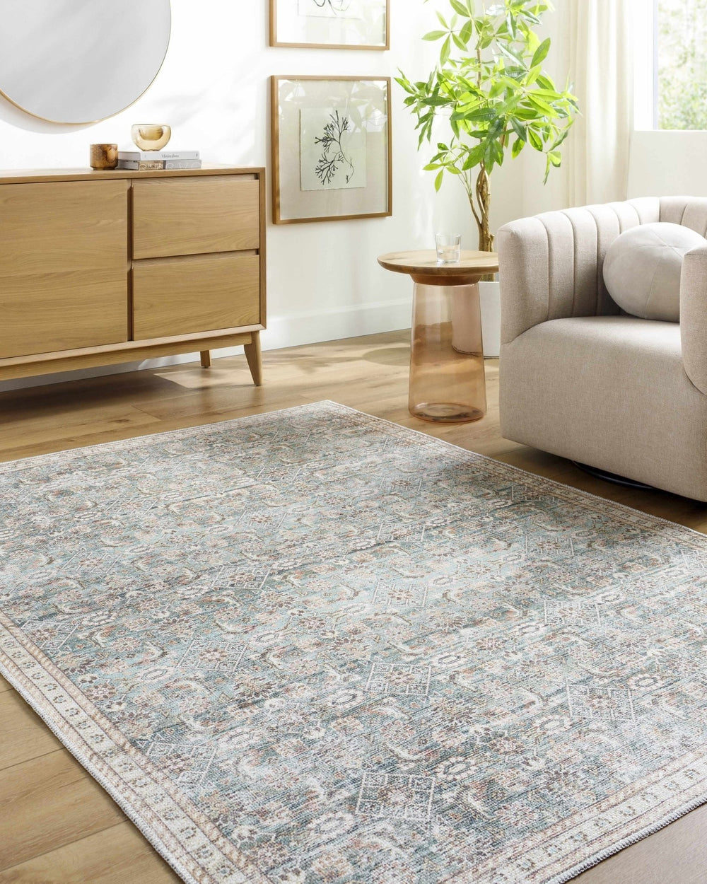 Ayanna Traditional Transitional Gray Washable Rug - The Rug Decor