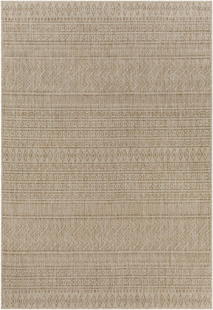 Madras Modern Geometric Design Beige And Brown Outdoor Rug