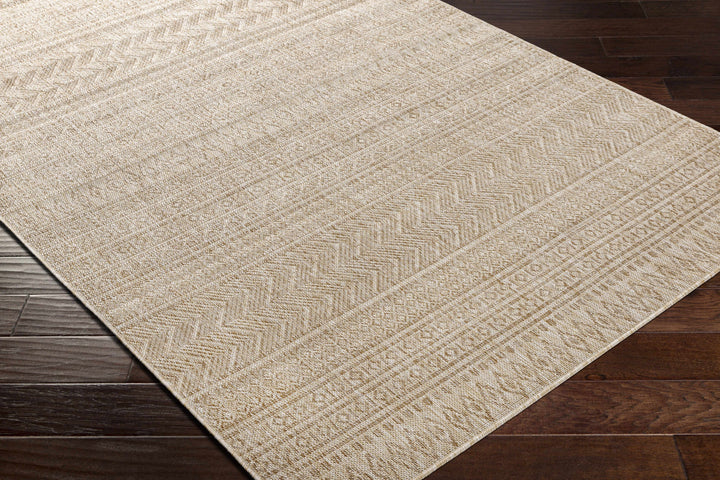 Madras Modern Geometric Design Beige And Brown Outdoor Rug