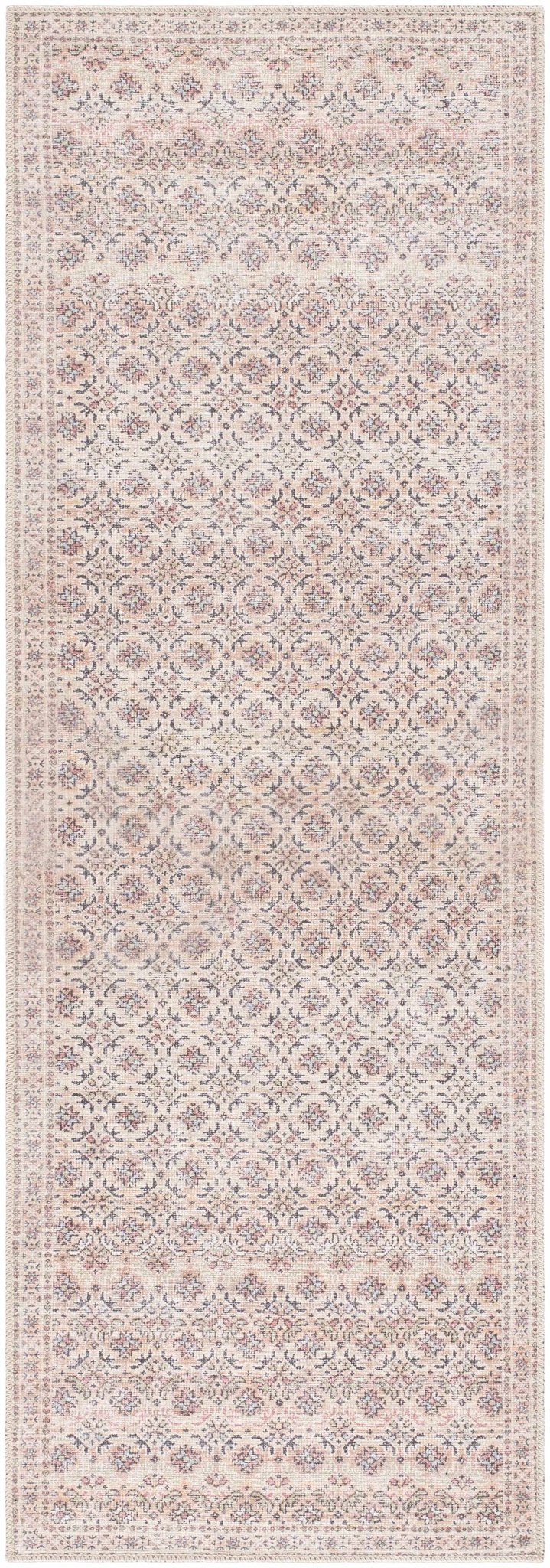 Azalee Modern Floral Design Peach And Blue Washable Area Rug - The Rug Decor