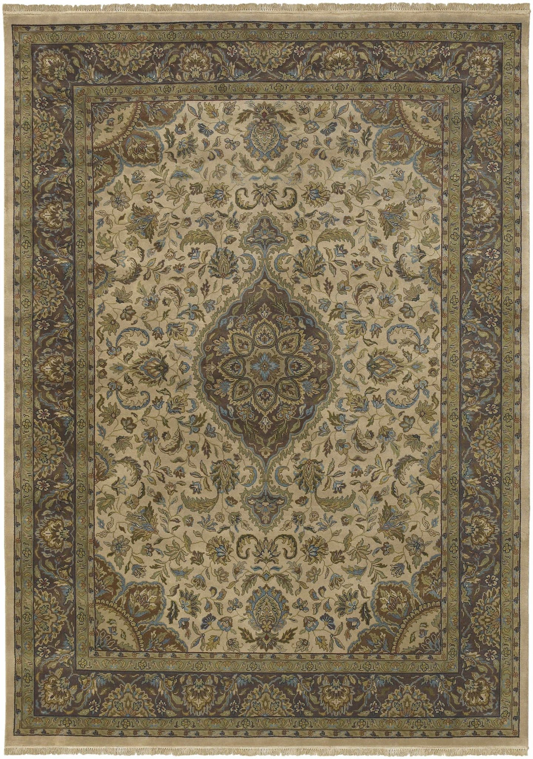 Azalia Traditional Style Beige And Brown Hand Knotted Area Rug - The Rug Decor