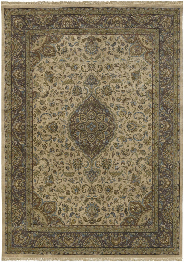 Azalia Traditional Style Beige And Brown Hand Knotted Area Rug - The Rug Decor