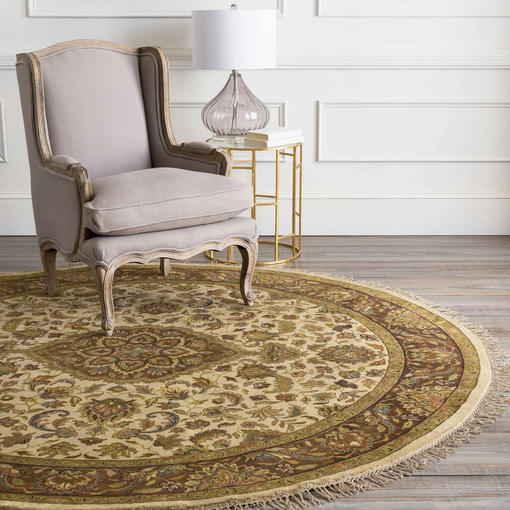 Azalia Traditional Style Beige And Brown Hand Knotted Area Rug - The Rug Decor