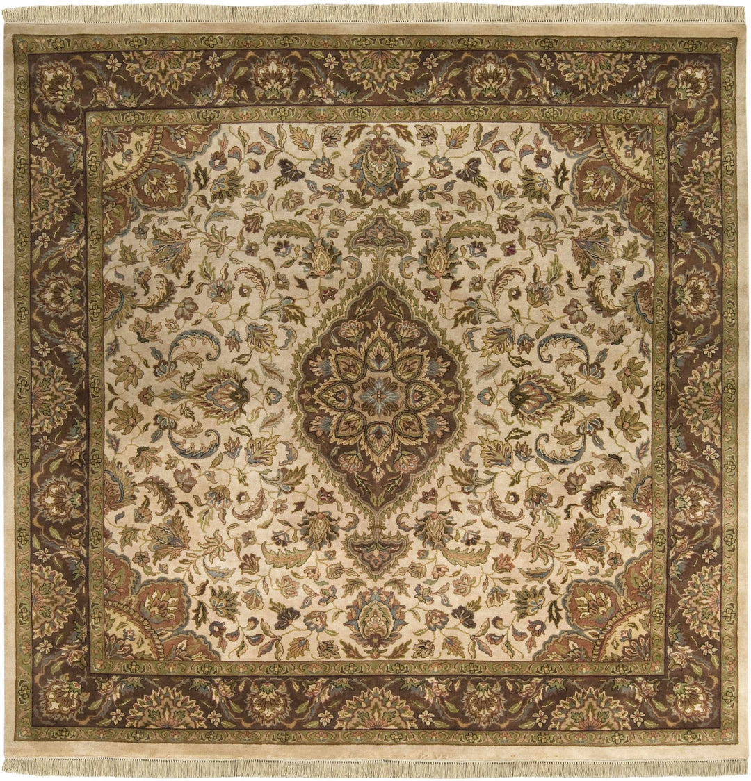 Azalia Traditional Style Beige And Brown Hand Knotted Area Rug - The Rug Decor