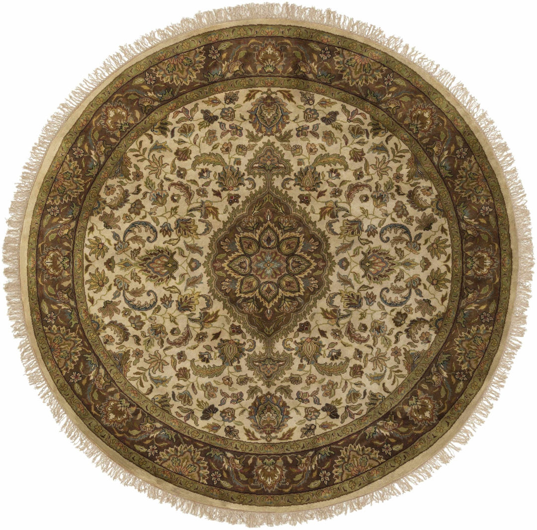 Azalia Traditional Style Beige And Brown Hand Knotted Area Rug - The Rug Decor