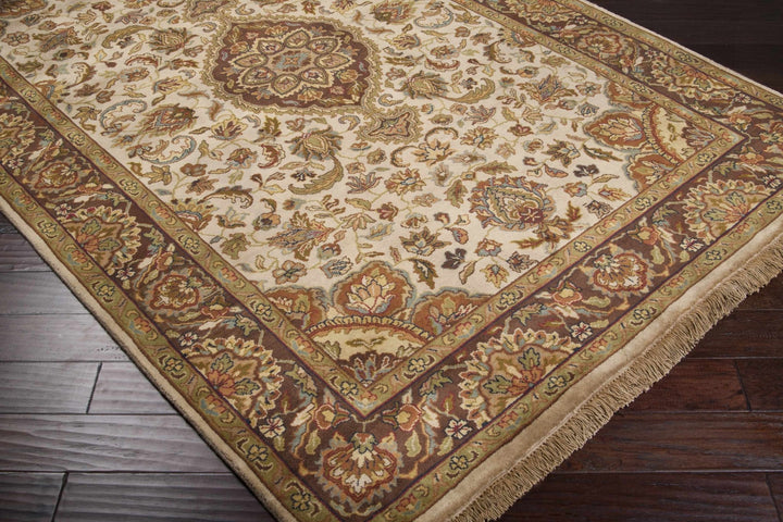 Azalia Traditional Style Beige And Brown Hand Knotted Area Rug - The Rug Decor