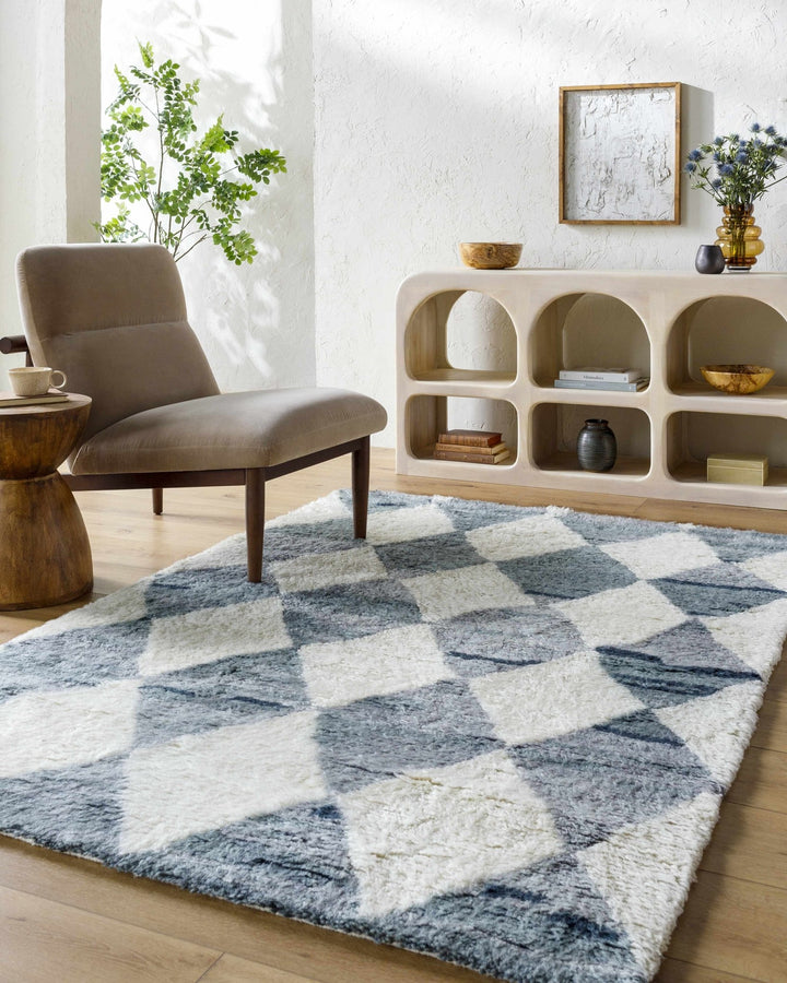 Azaria Modern Geometrical Gray And Ivory Hand Tufted Wool Rug - The Rug Decor