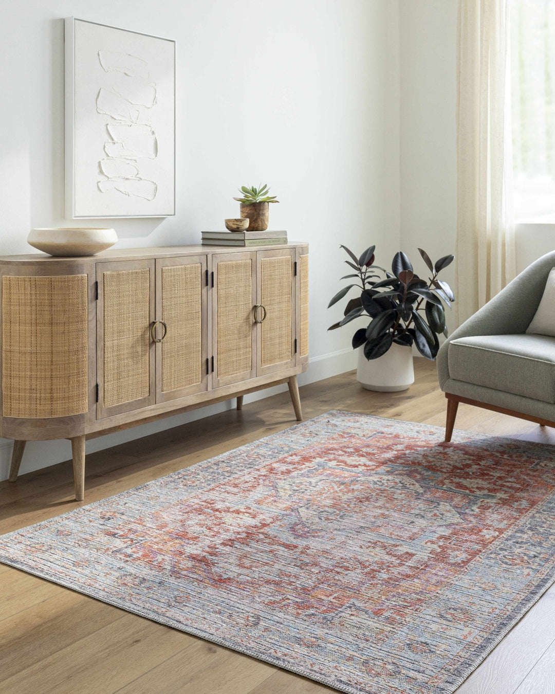 Azfal Traditional Transitional Rust And Gray Rug - The Rug Decor