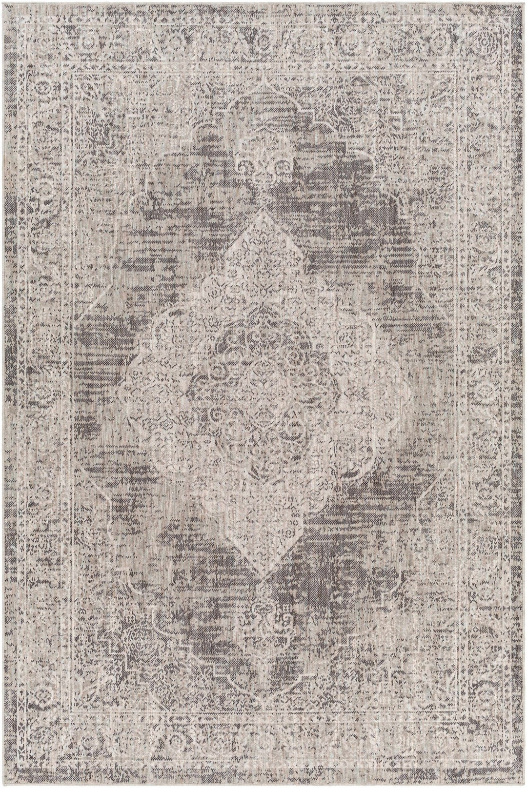 Azibo Traditional Medallion Design Beige & Gray Area Rug - The Rug Decor