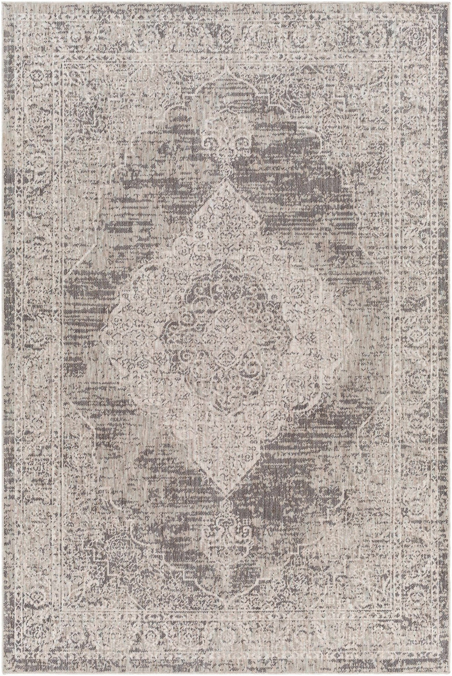 Azibo Traditional Medallion Design Beige & Gray Area Rug - The Rug Decor