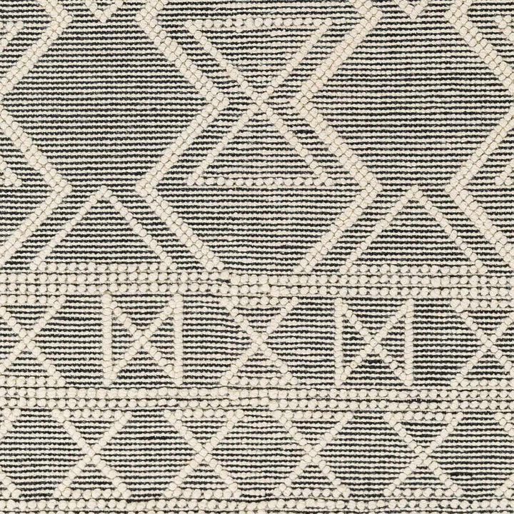 Aziel Modern Geometric Design Ivory And Black Hand Woven Wool Rug - The Rug Decor