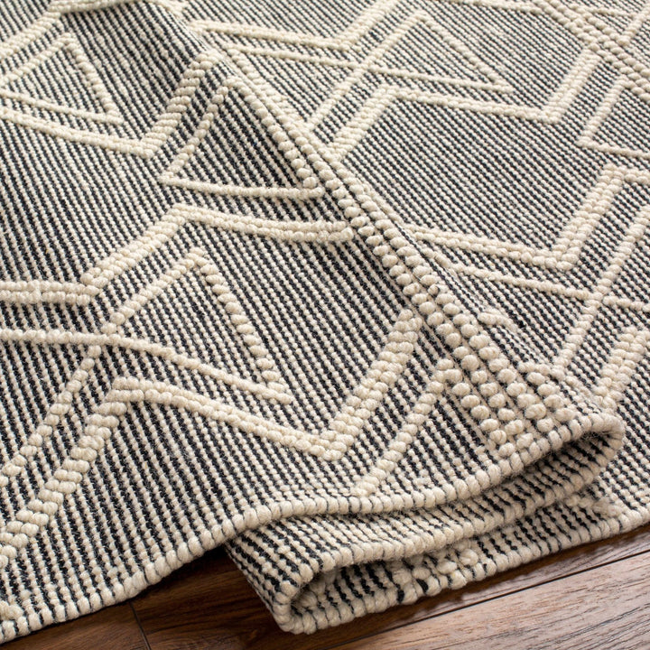 Aziel Modern Geometric Design Ivory And Black Hand Woven Wool Rug - The Rug Decor