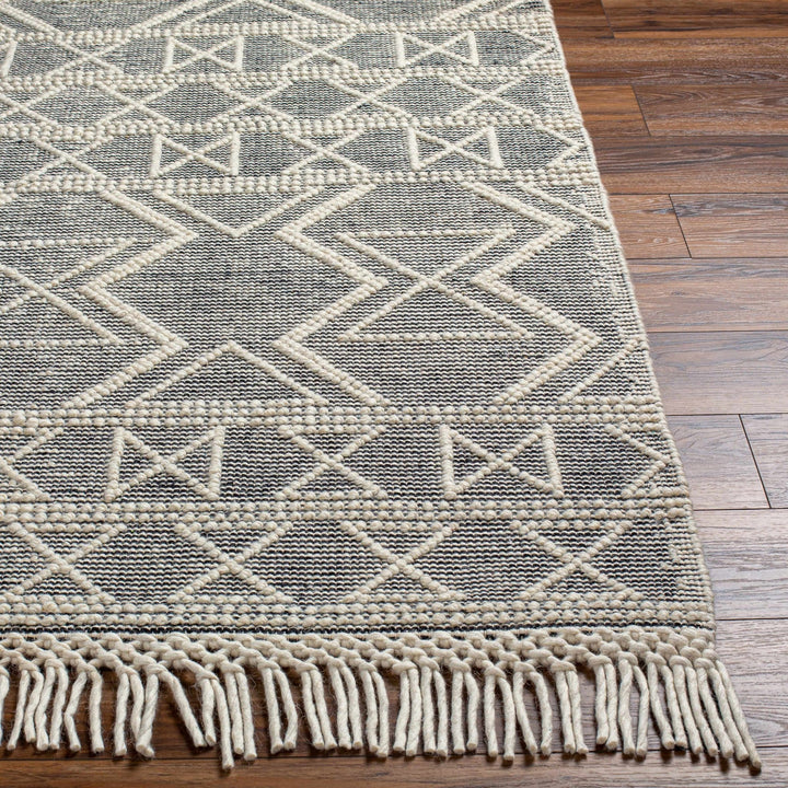 Aziel Modern Geometric Design Ivory And Black Hand Woven Wool Rug - The Rug Decor