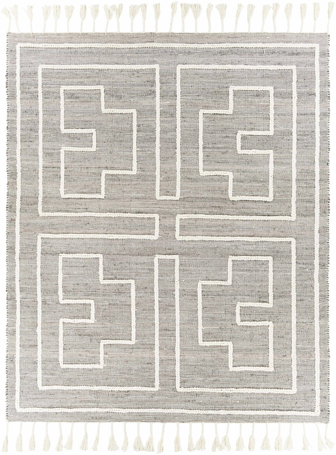 Azra Tasseled Bohemian Style Cream Hand Woven Jute & Wool Rug - The Rug Decor