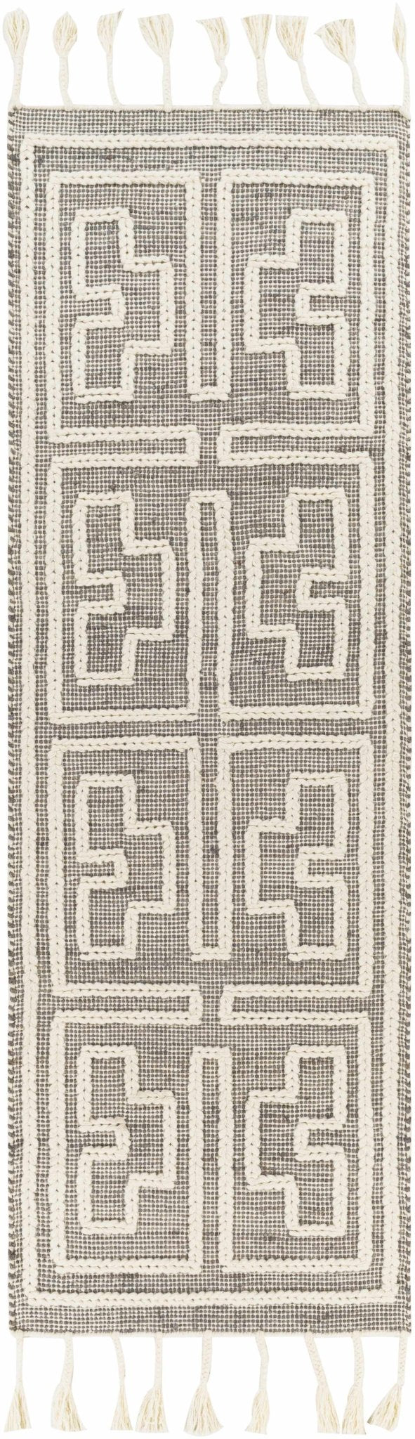 Azra Tasseled Bohemian Style Cream Hand Woven Jute & Wool Rug - The Rug Decor