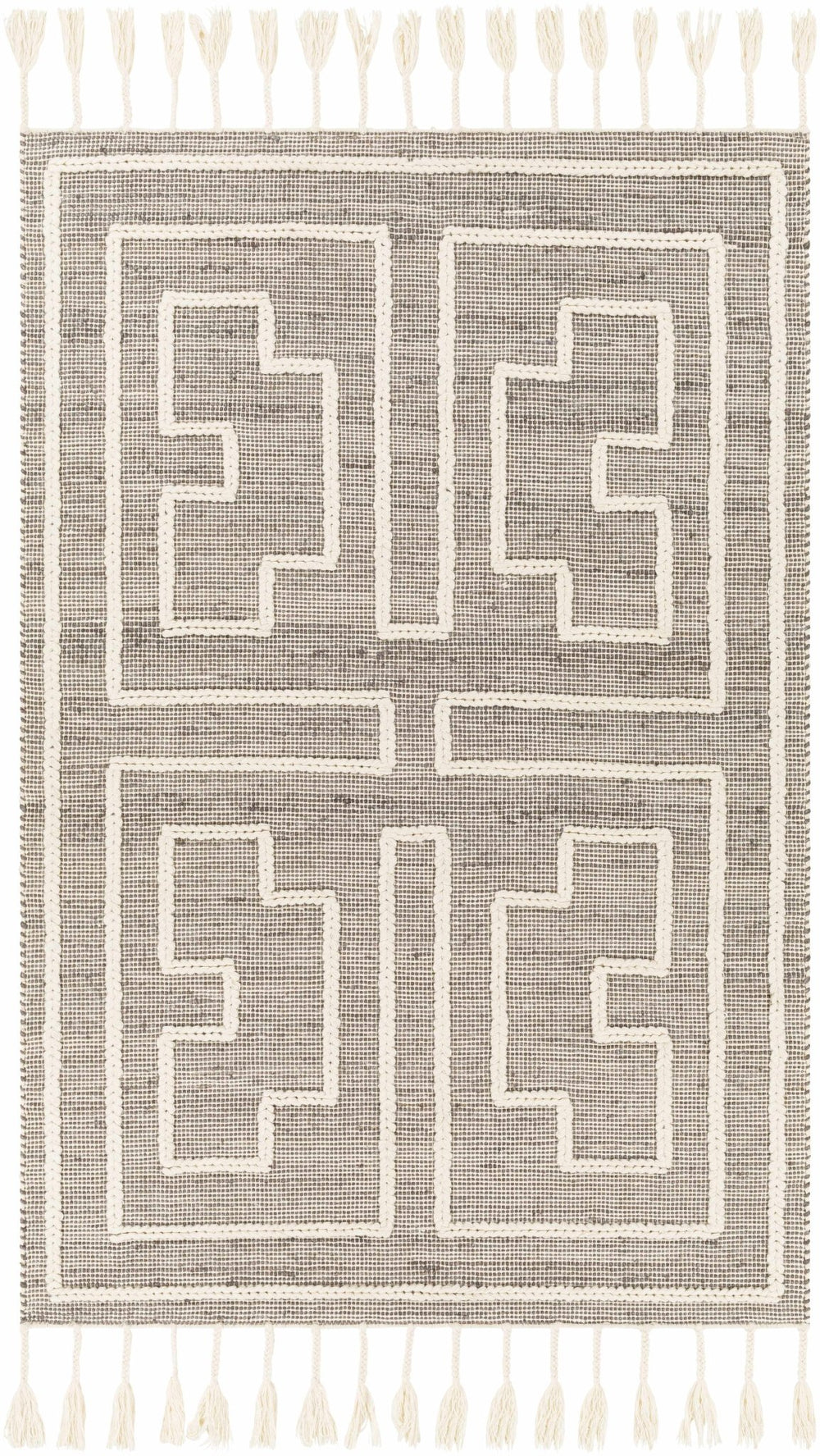 Azra Tasseled Bohemian Style Cream Hand Woven Jute & Wool Rug - The Rug Decor