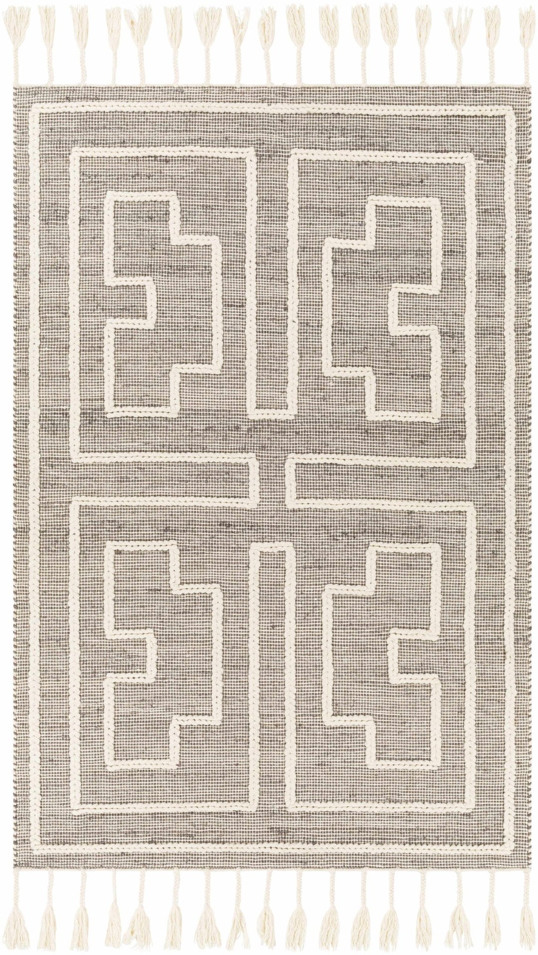 Azra Tasseled Bohemian Style Cream Hand Woven Jute & Wool Rug - The Rug Decor