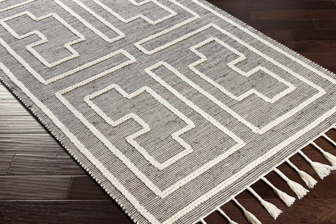 Azra Tasseled Bohemian Style Cream Hand Woven Jute & Wool Rug - The Rug Decor