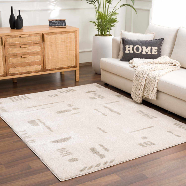 Azriel Contemporary Abstract Design Beige Washable Area Rug - The Rug Decor
