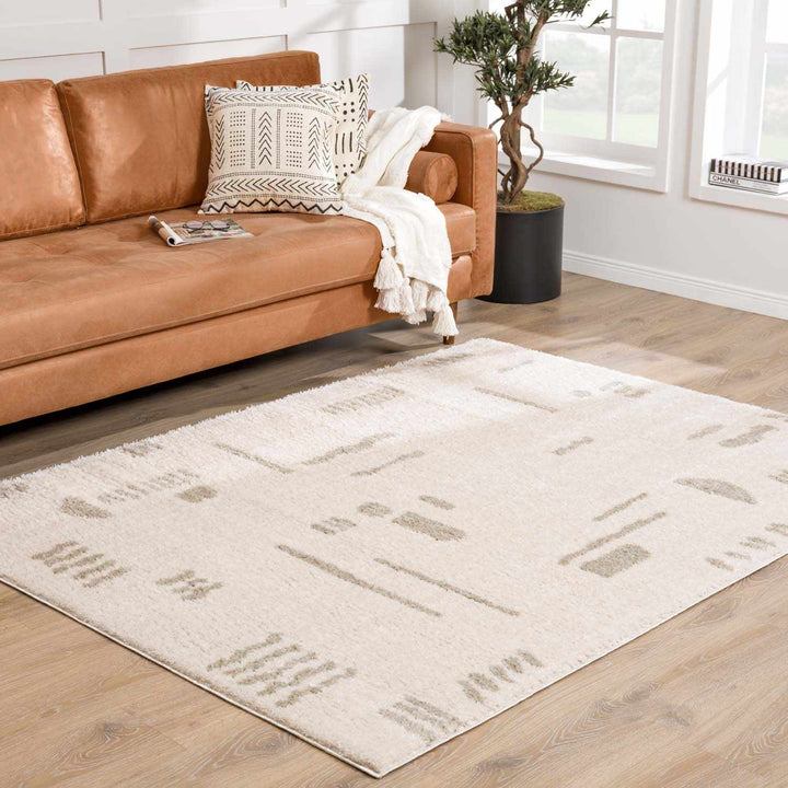 Azriel Contemporary Abstract Design Beige Washable Area Rug - The Rug Decor