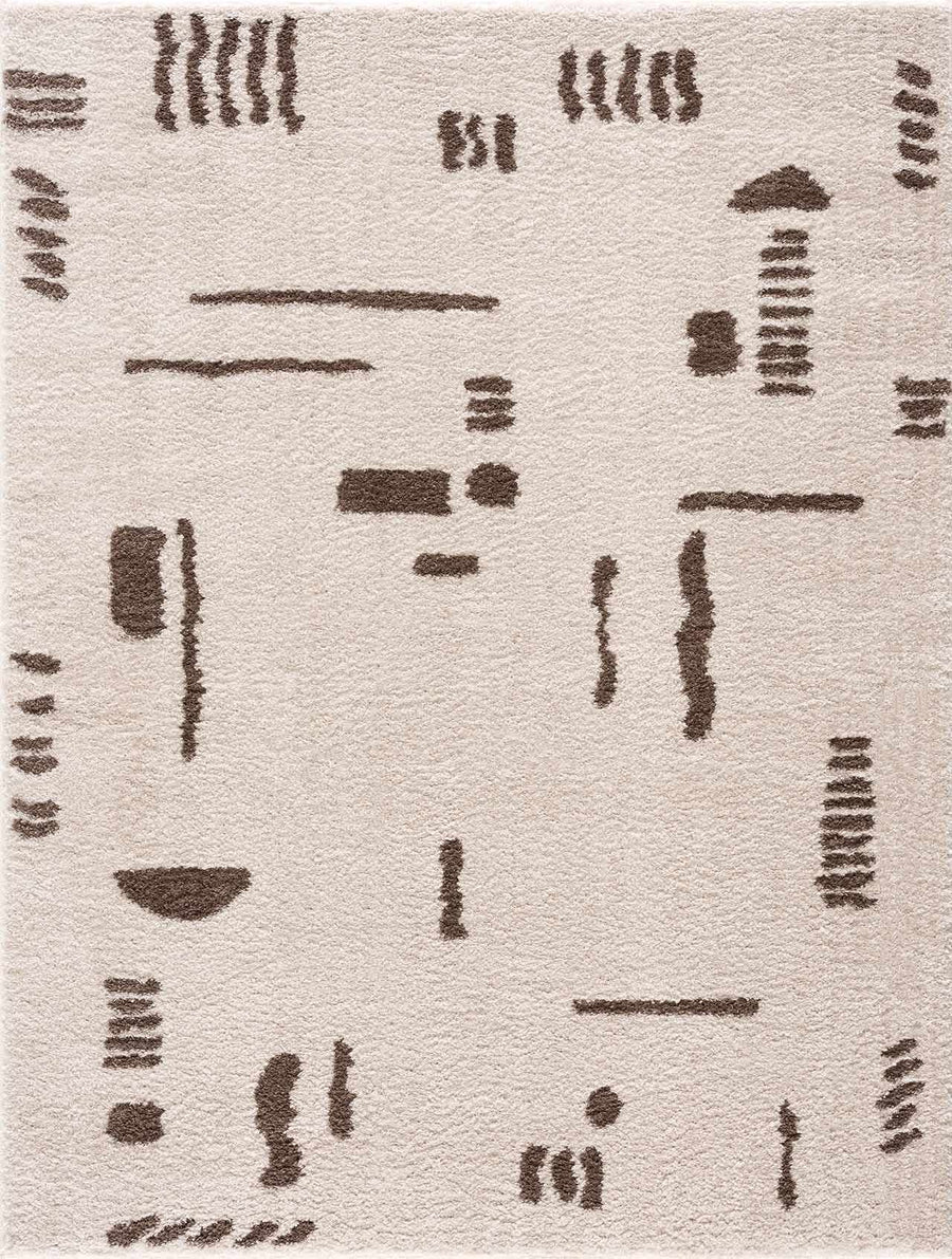 Azriel Contemporary Abstract Ivory And Brown Washable Area Rug - The Rug Decor