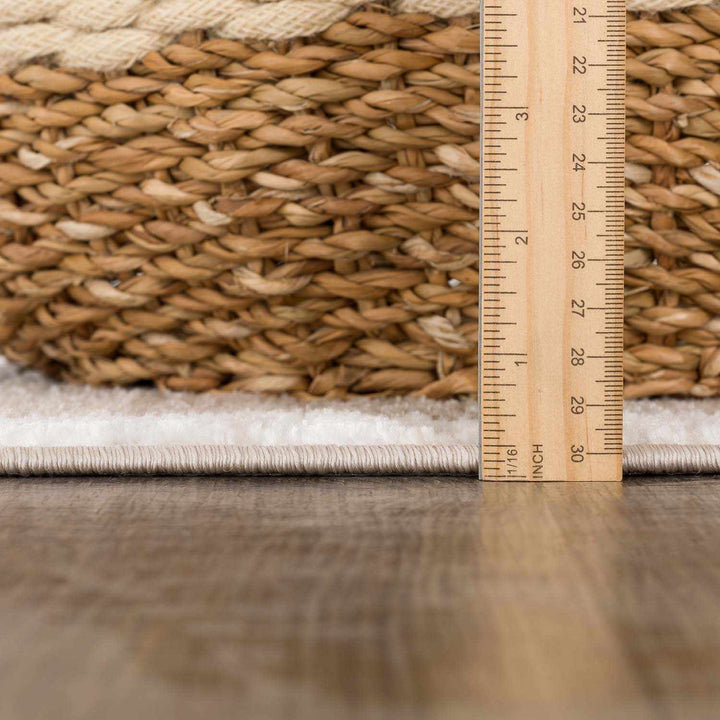 Azrika Beige Solid and Checkered Pattern Washable Rug - The Rug Decor