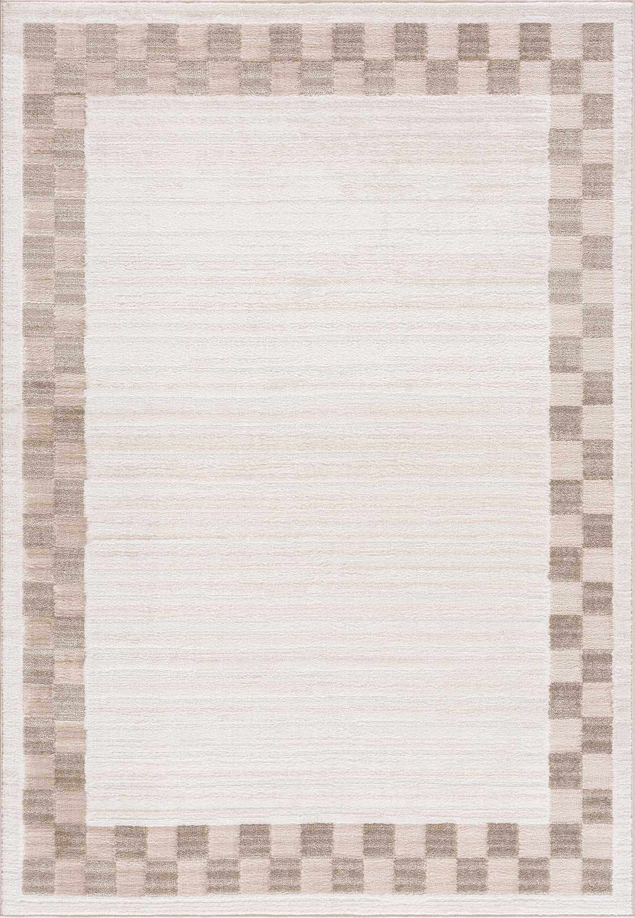 Azrika Beige Solid and Checkered Pattern Washable Rug – The Rug Decor