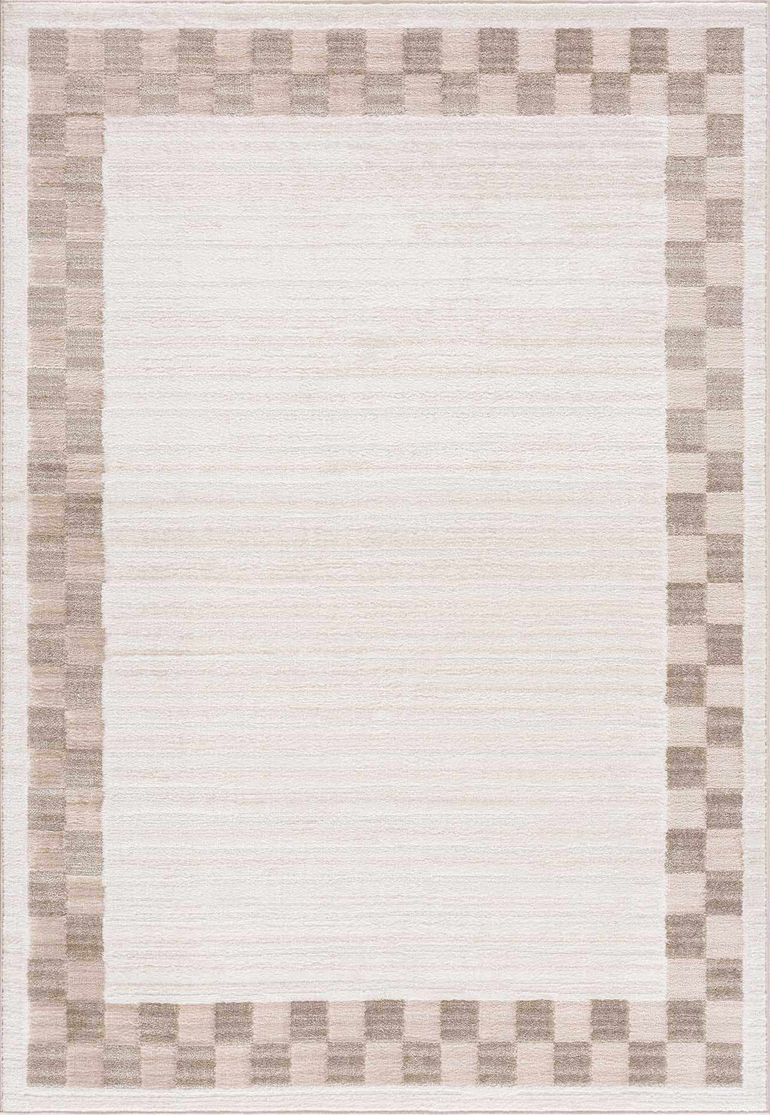 Azrika Beige Solid and Checkered Pattern Washable Rug - The Rug Decor